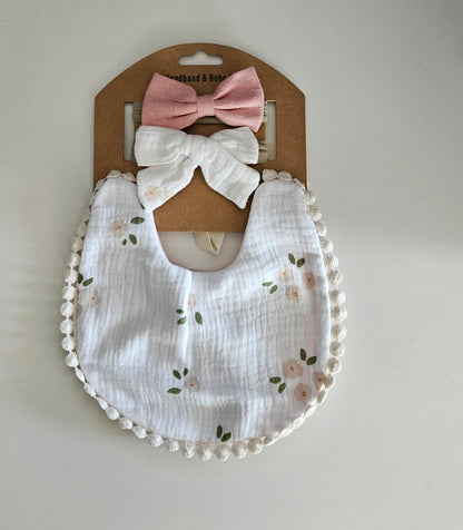 Baby Flower Bibs & Bow Headbands